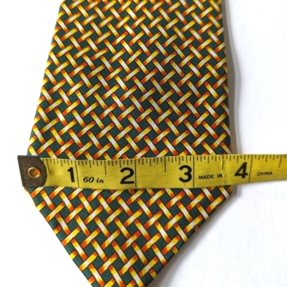 Moschino Basket-Print Smooth Weave Silk Neck Tie, Yellow Orange Green Black - Picture 5 of 6